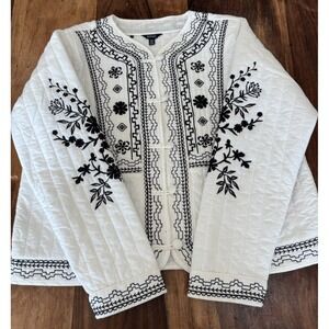 Buffalo Jeans Juneau Embroidered quilted short Jacket womens' sz medium boho